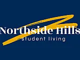 Northside Hills logo with bold text and artistic yellow brushstroke, symbolizing vibrant student living community.