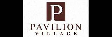 Elegant Pavilion Village logo featuring a bold, classic 'P' in a sophisticated design.
