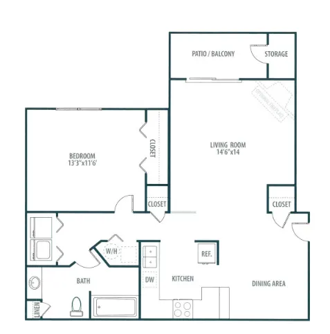 One bedroom floor plan