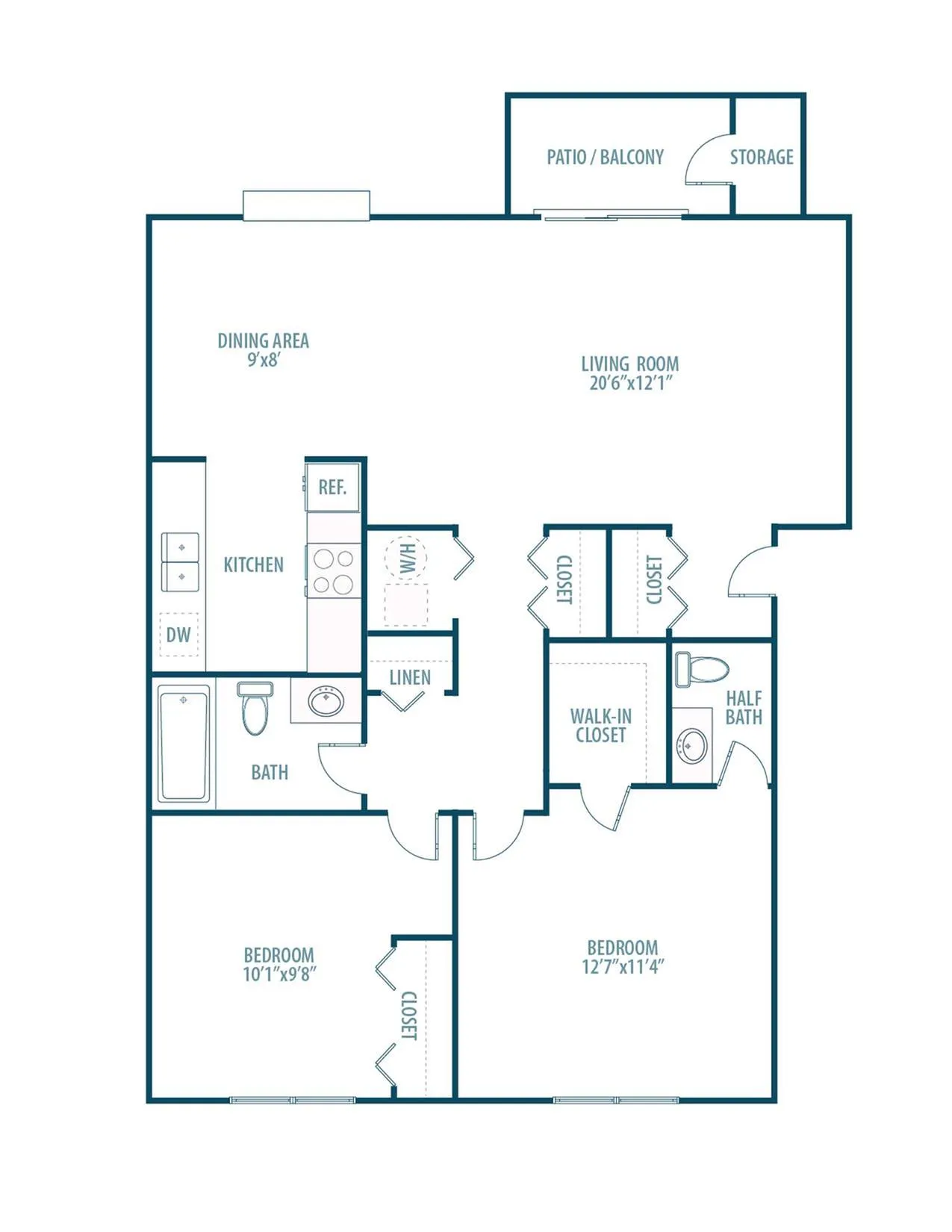 floor plan of a two bedroom