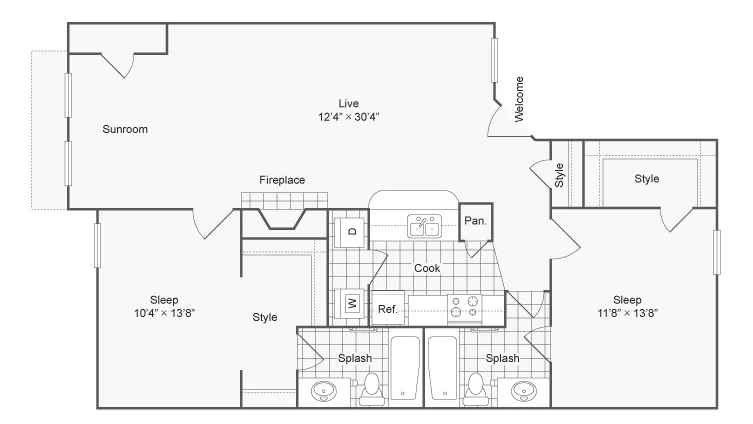 two bedroom floor plan