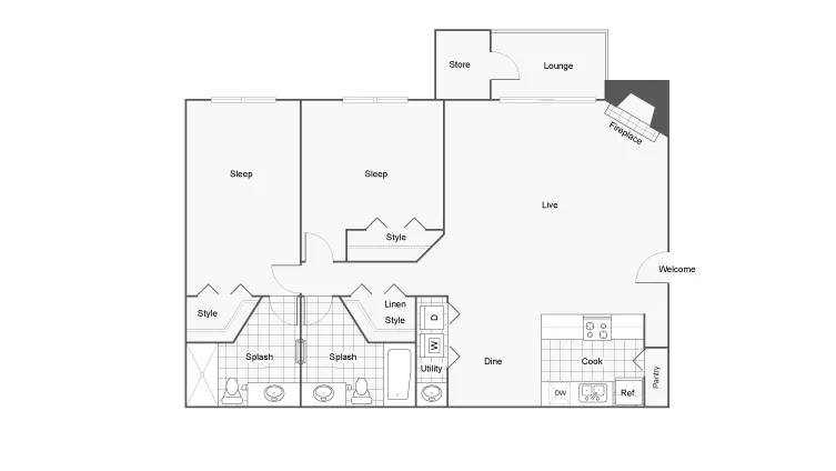 Two bedroom floor plan