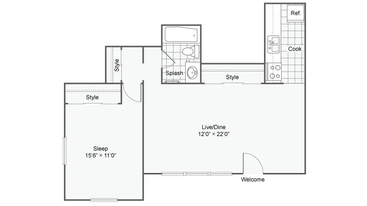 floor plan of one bedroom