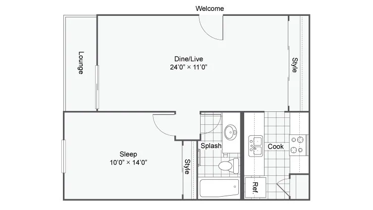 floor plan of one bedroom