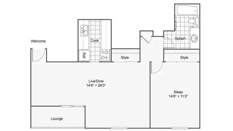 floor plan of one bedroom