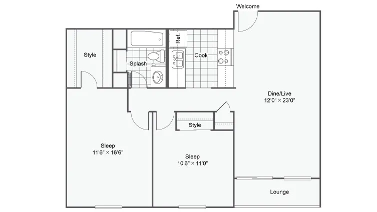 two bedroom floor plan