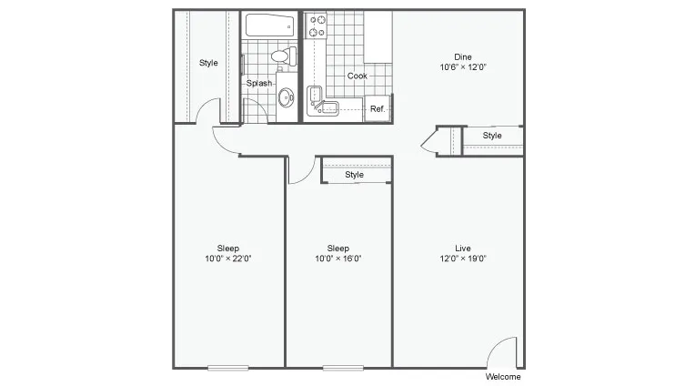 floor plan two bedroom
