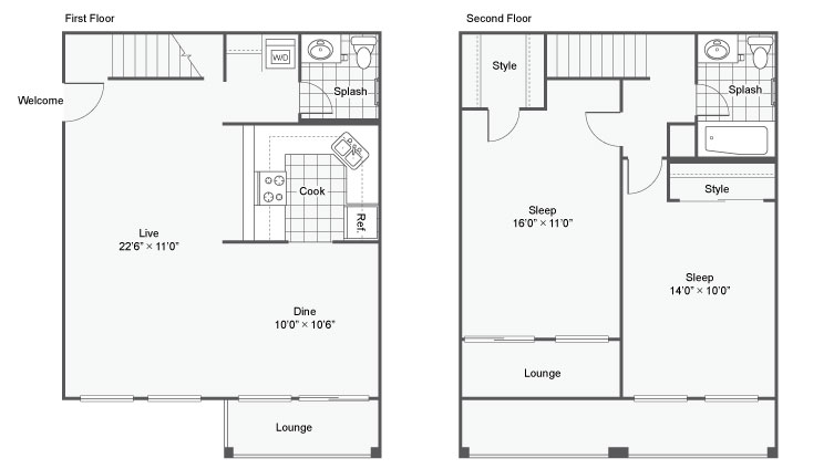 floor plan of two bedroom