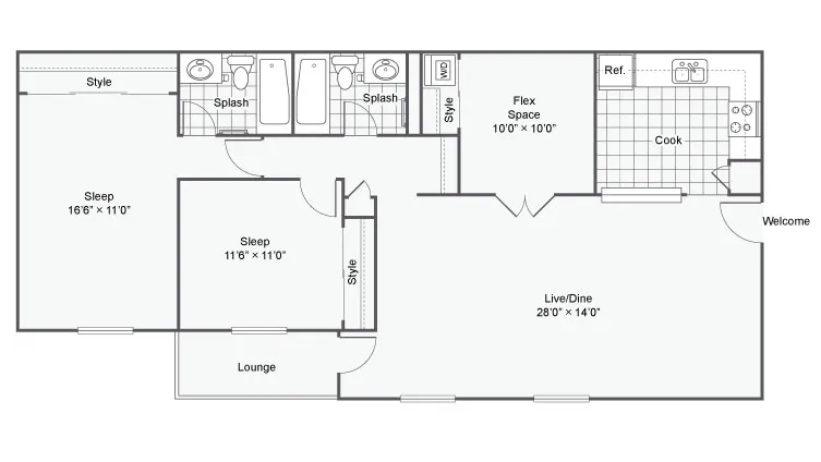 two bedroom floor plan