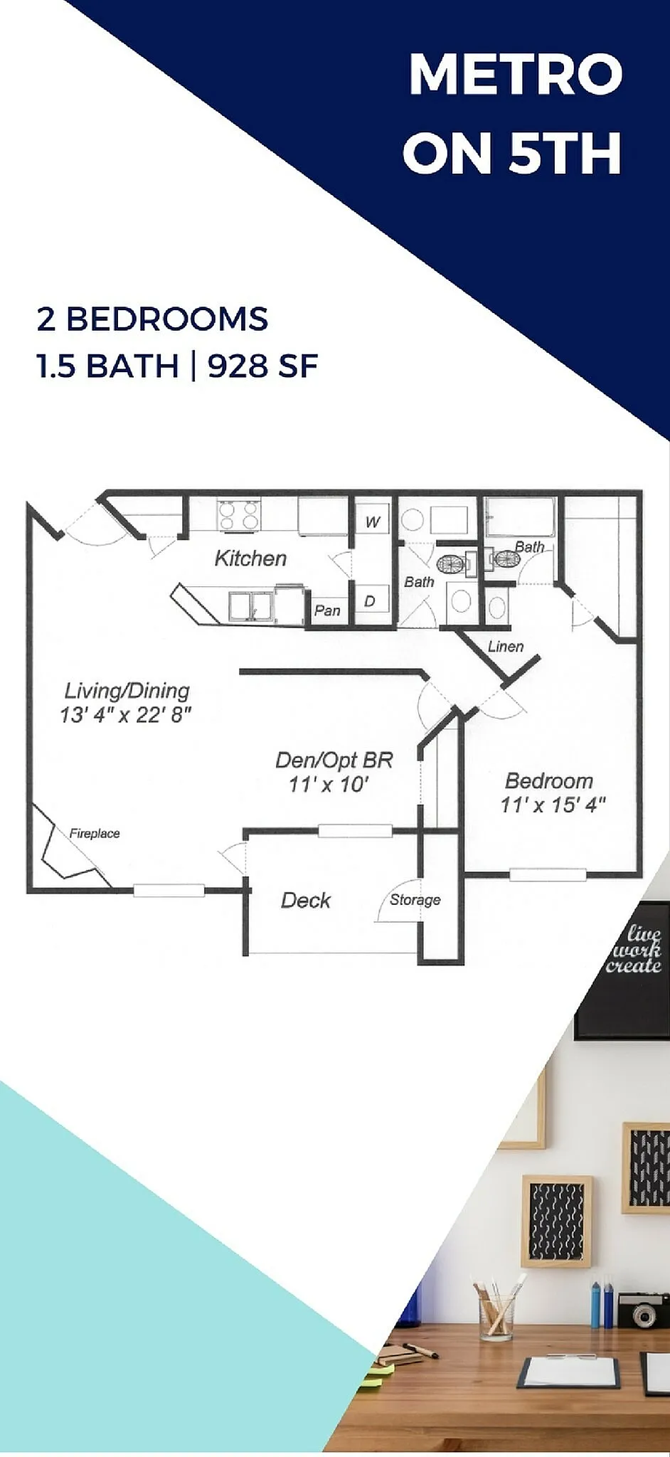 Two Bedroom, One and Half Bath