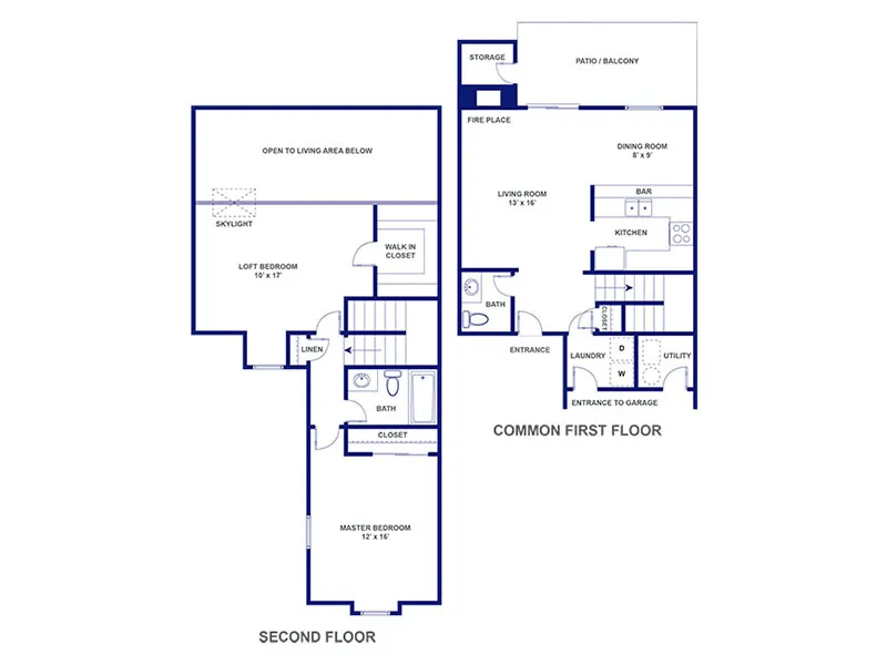 Two Bedroom One and Half Bath Townhome