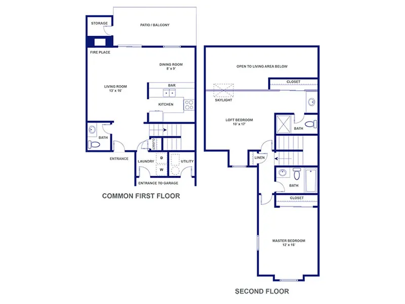 Two Bedroom and Two and Half Bath