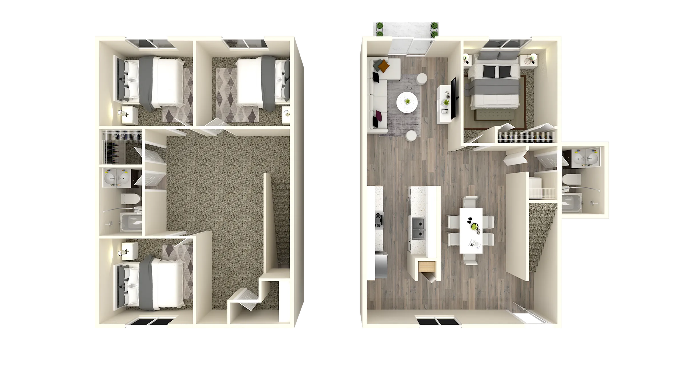 4 Bed 2 Bath White Cabinets