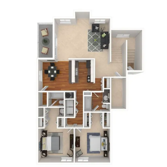 Two Bedroom Two and a Half Bath