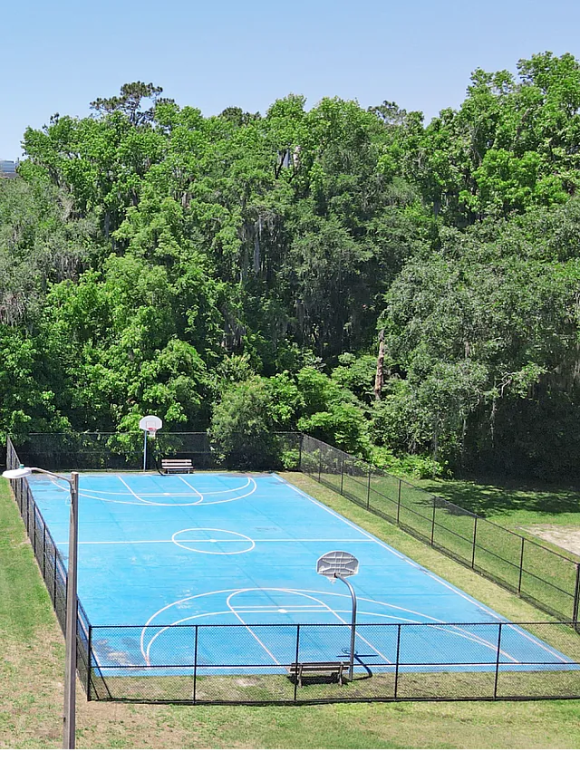 sports court picture with baseketball nets