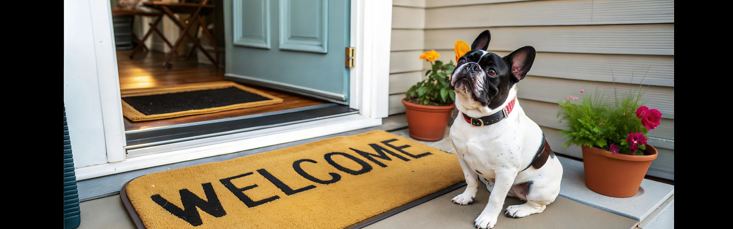 picture of welcome and dog