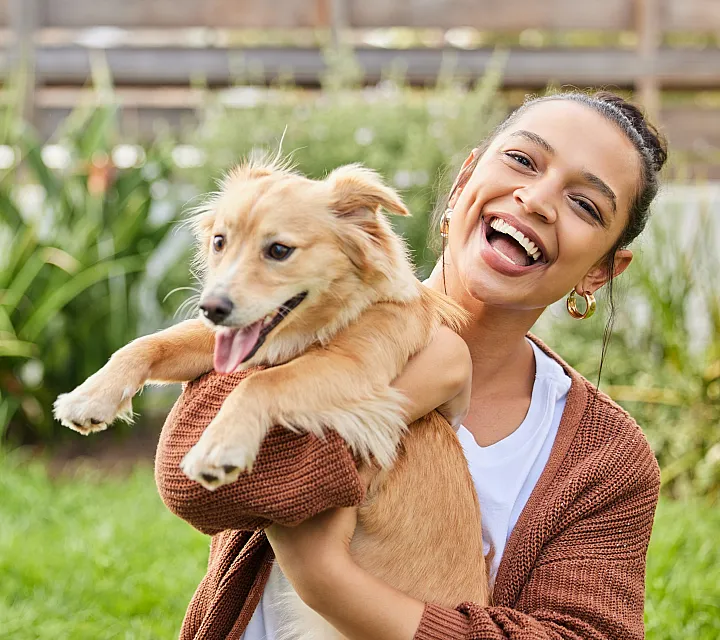 person and a dog