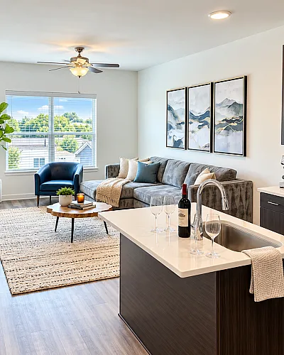 Kitchen and Living Room Interior