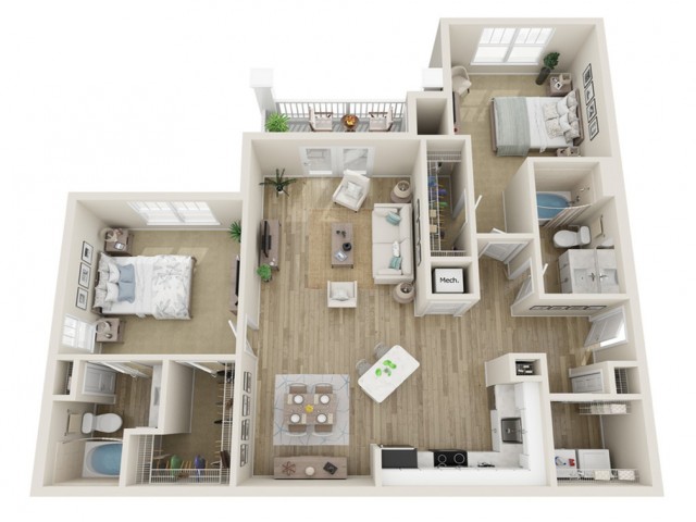 Image of The Riverstone Two Bedroom Floor Plan