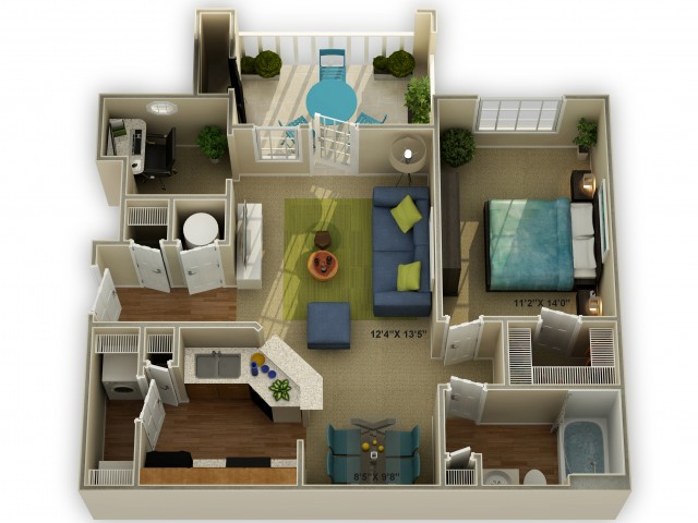Photo The Meadowview One Bedroom Floor Plan
