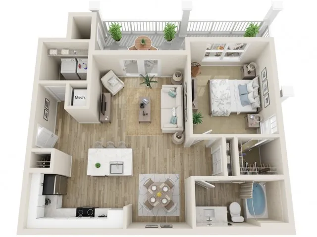 The Rosemary One Bedroom Floor Plan