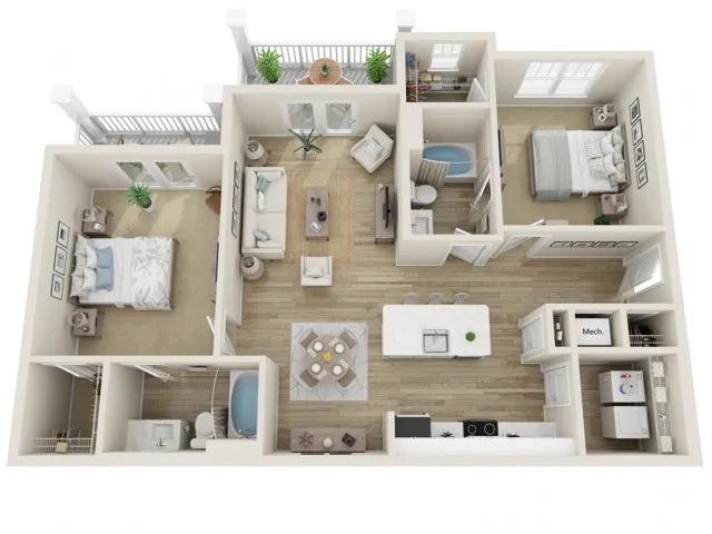The Santa Rosa Two Bedroom Floor Plan