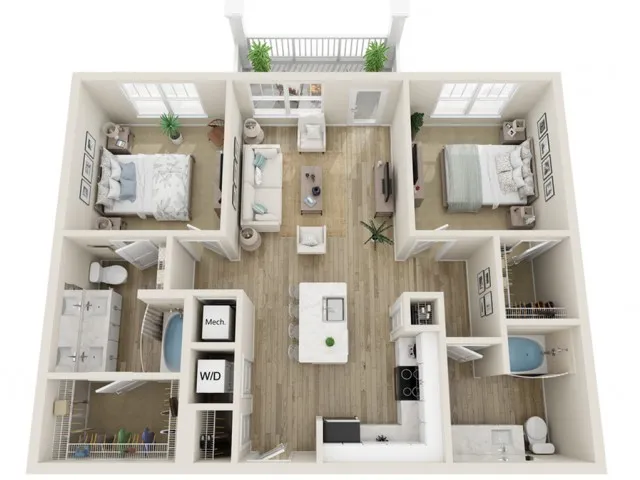 The Navarre Two Bedroom Two Bath Floor Plan
