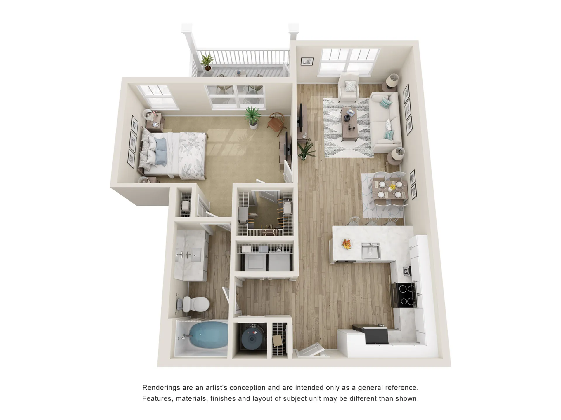 The Dogwood One Bedroom One Bath Floor Plan Image