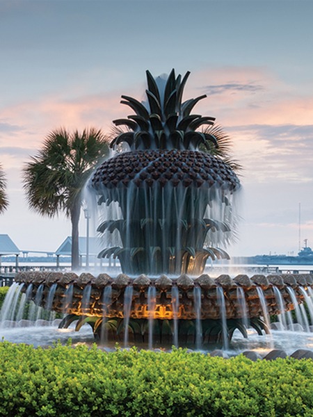 Fountain along Charleston Harbor
