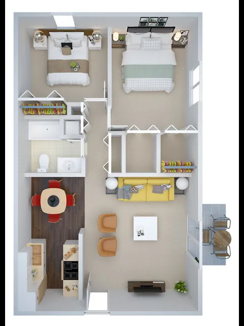 2 Bedroom Patio Floorplan