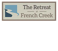 Elegant logo for The Retreat at French Creek featuring a stylish river design.