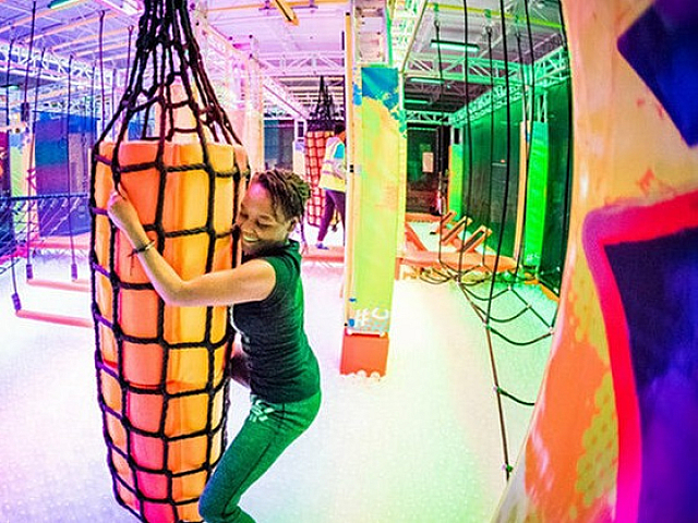 Person doing obstacle course