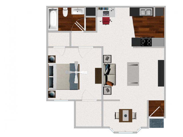 One Bedroom / One Bathroom with Morning Room, 711 sq ft home