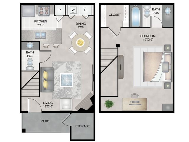One Bedroom | One Bathroom | Townhome | 790 sqft