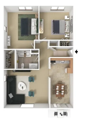 Deluxe Two Bedrooms | One Bathroom | 1000 sqft