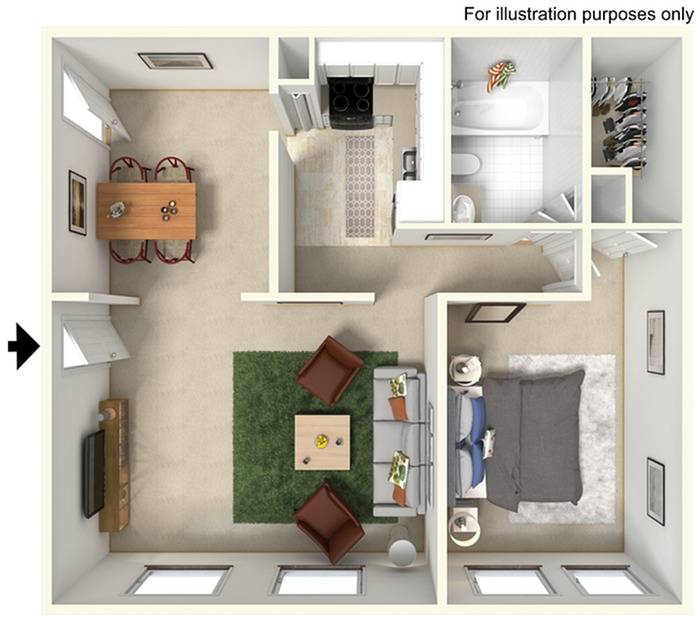 One Bedroom | 670 sqft