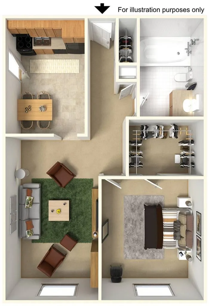 One Bedroom | 705 sqft | Eat-in Kitchen | Walk-in Closet