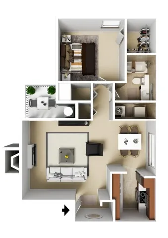 One Bedroom | One Bathroom | 780 sqft | Full-Sized Washer/Dryer | Patio/Balcony | Fireplace in Selected Units