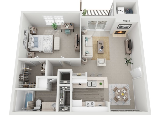 One Bedroom One Bathroom | 730 sqft | Stackable Washer/Dryer Connections | Fireplace in Selected Units