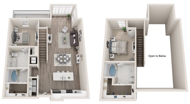 The Avery | Two Bedrooms | Two Bathrooms | Townhome | 1335 sqft | Full-Size Washer/Dryer | Patio/Balcony | Two Walk-in Closets