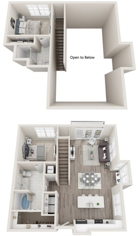 The Perry | Two Bedrooms | Two Bathrooms | Townhome | 1245 sqft | Full-Size Washer/Dryer | Patio/Balcony