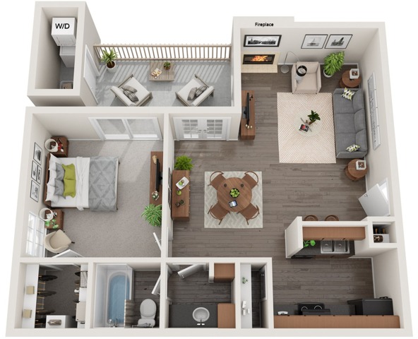 One Bedroom | 650 sqft | Stackable Washer/Dryer Connections | Patio/Balcony | Walk-in Closet | Dry Bar in Selected Units