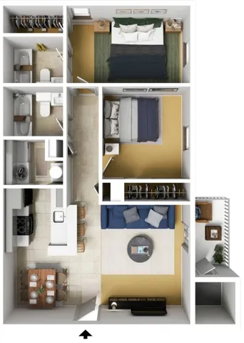 Two Bedrooms | Two Bathrooms | 864 sqft | Patio/Balcony | Full-Sized Washer/Dryer Connections