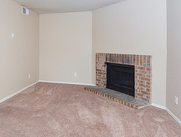Brick Fireplace in Living Room