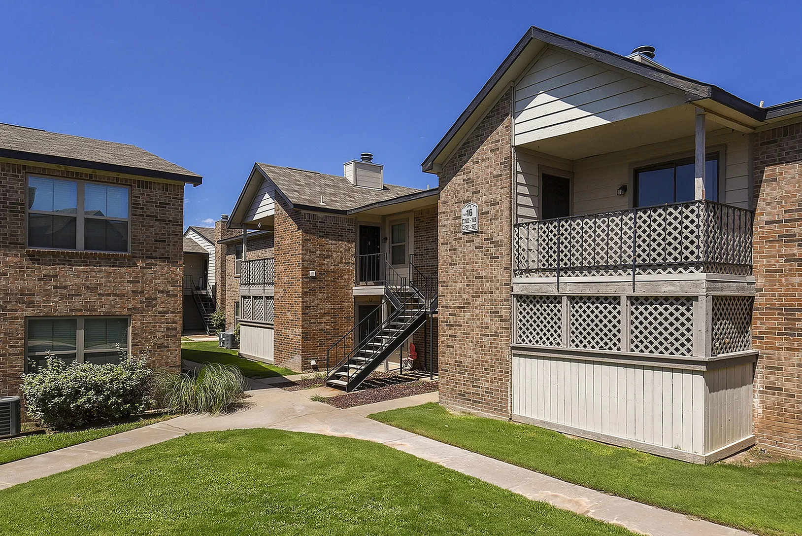 Exterior view of balconies and patios