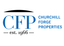 Churchill Forge Properties logo with bold blue text and established in 1966.