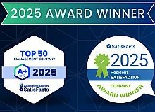 Celebrating excellence with the 2025 Award Winner badge from ApartmentRatings and SatisFacts, recognizing top management and resident satisfaction.