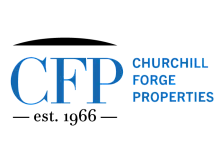 Elegant logo of Churchill Forge Properties, est. 1966, showcasing classic blue lettering.