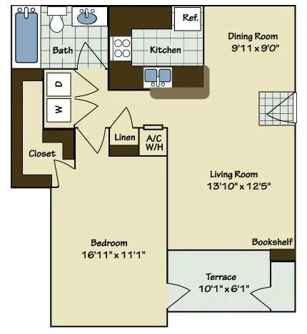 1 Bedroom | 1 Bath | 844 SF