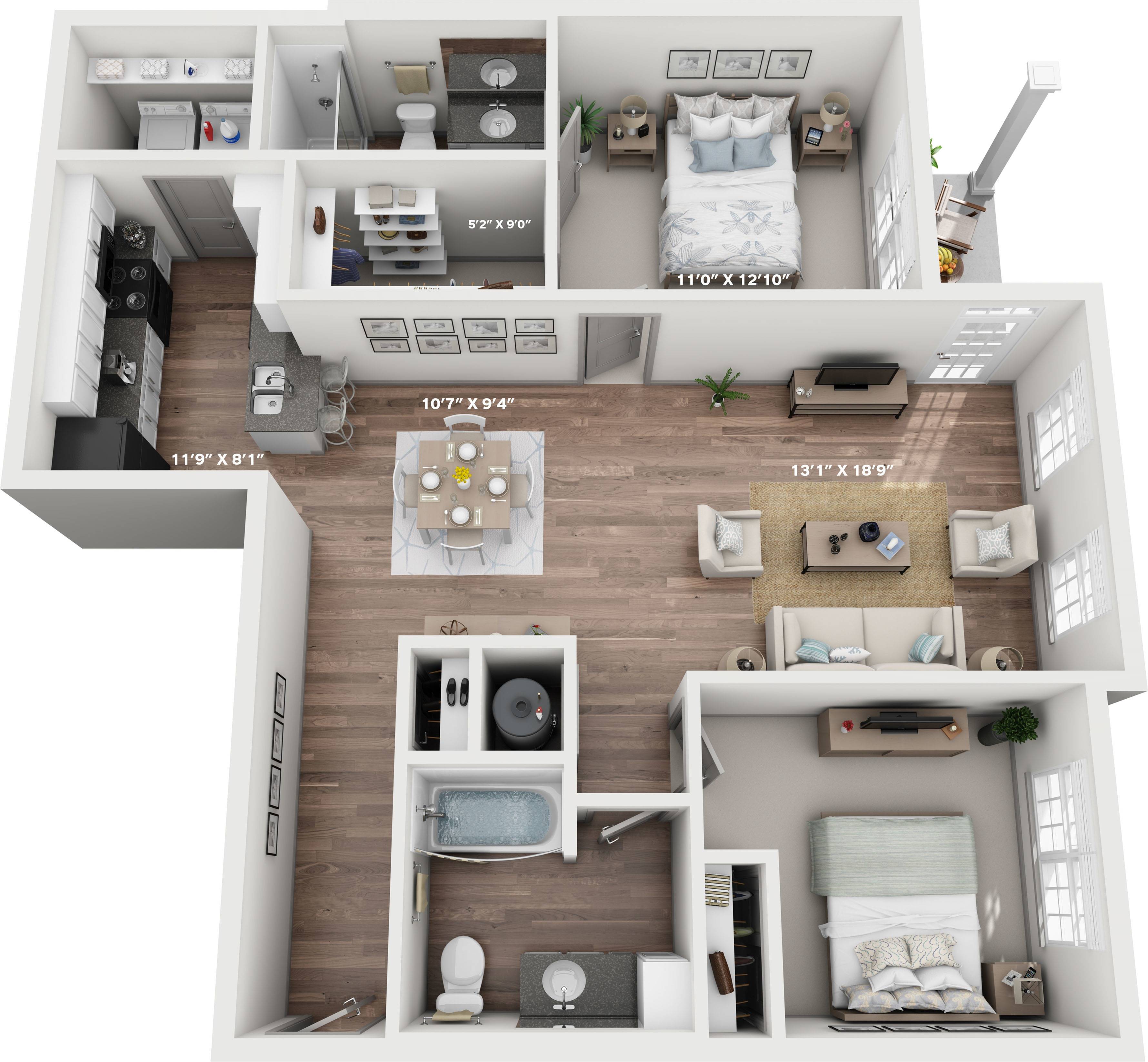 1 - 3 Bed Apartments - Check Availability | Double Creek Flats Apartments